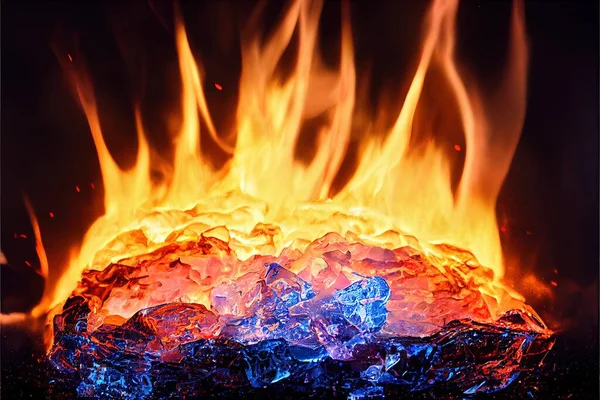 Una Ilustración Fuego Quemando Hielo — Foto de Stock