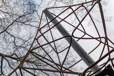 a climbing tower with a view from below