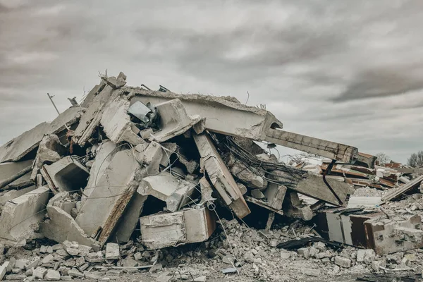 Edificio Derrumbado Después Terremoto — Foto de Stock
