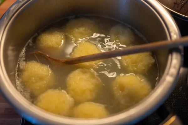 Pot Boiling Water Dumplings — Stock Photo, Image