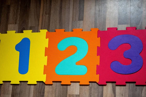 Mat Puzzle Numbers One Two Three View — Stock Photo, Image