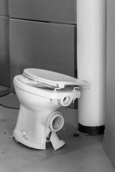 Old Destroyed Toilet Black White Lost Place — Stock Photo, Image