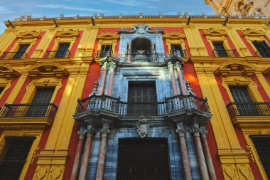 Closeup of Episcopal Palace in the Plaza del Obispo, Malaga, Spain clipart