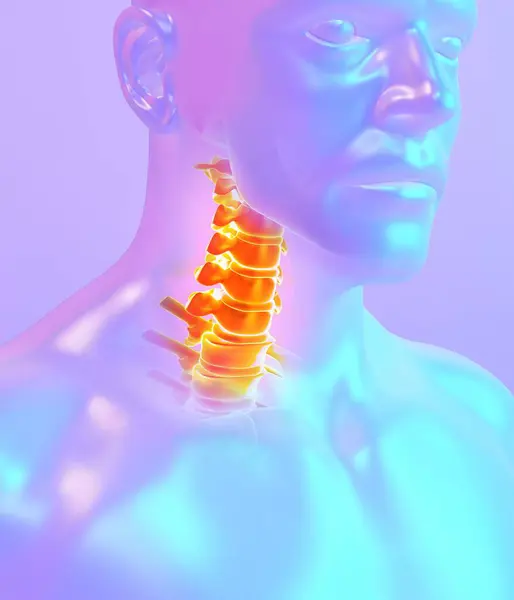 イラスト 首の痛みを伴うスケルトン 医療コンセプト ストック写真