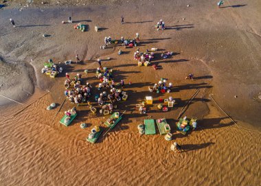 Giao Thuy 'un kıyı bölgesinin havadan görünüşü, Namdinh, Vietnam 