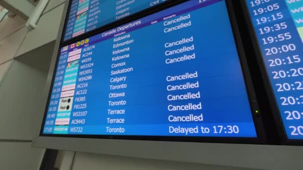 Vancouver Canada December 2022 View Schedule Board Vancouver International Airport — Stockvideo