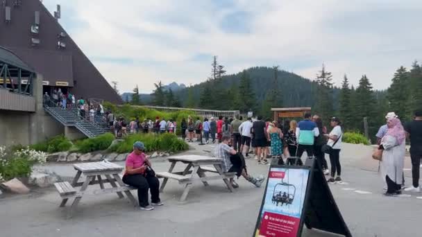 Vancouver Canadá Agosto 2023 Enorme Fila Lado Fora Skyride Montanha — Vídeo de Stock