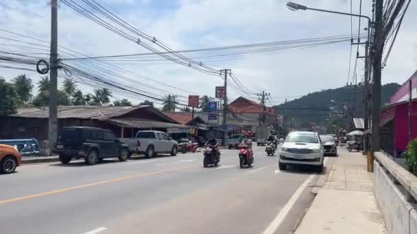 Koh Samui Thailandia Novembre 2023 Strada Principale Trafficata Nella Zona — Video Stock