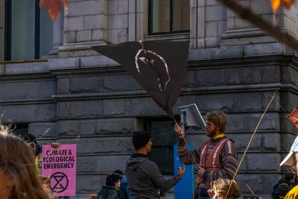 stock image Vancouver, Canada - October 25,2019: Climate Strike in front of Vancouver Art Gallery