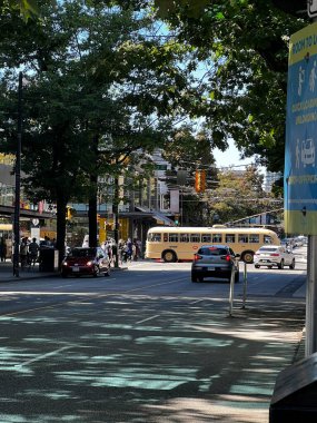 Vancouver, Canada - August 16,2023: Vintage 75-year-old trolley bus on Burrard Street clipart