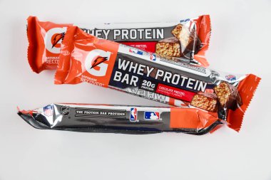January 8, 2022. New York, USA. Recover your muscles with Gatorade whey protein bars.
