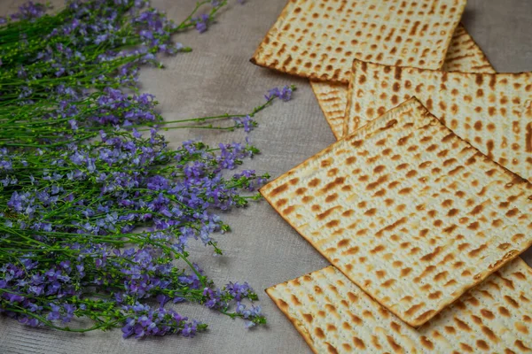 Fiori Matzoh Ebraico Tradizionale Festa Pasqua — Foto Stock