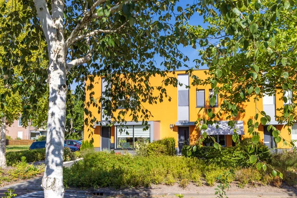 stock image Colorful houses at Willem Dreeslaan in Marum, municipality Westerkwartier in Groningen province the Netherlands