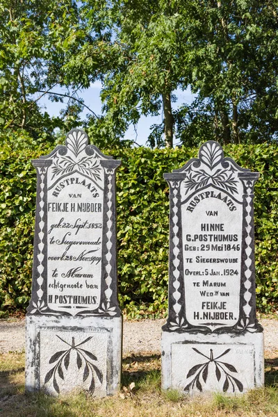 Marum Nizozemsko Září 2022 Staré Hroby Palmovými Listy Hřbitově Maru — Stock fotografie