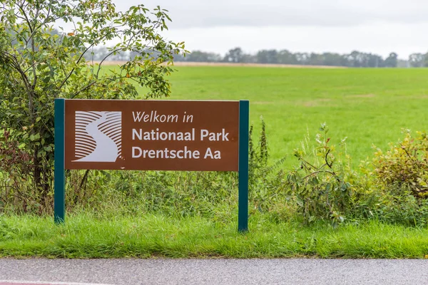 Drouwen Netherlands October 2022 Placename Sign National Park Drenthe Drentsche — Fotografia de Stock