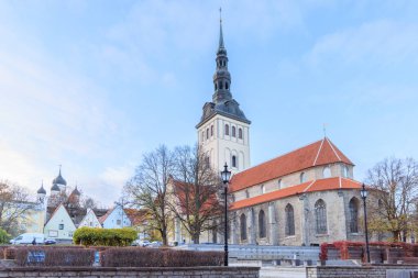 Saint Olaf church in the center of old medieval town of Tallinn in Estonia Unesco world heritage site