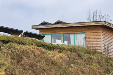 Olst Wijhe, The Netherlands - January 21, 2023: Self-build earth houses a sustainable circular and nature inclusive neighbourhood in Olst Wijhe in Overijssel The Netherlands