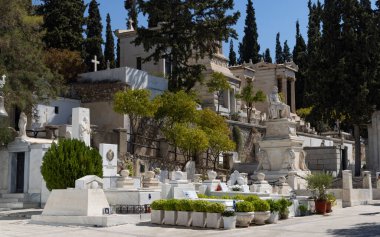 Athens, Greece - September 25, 2021: The first cemetery of Athens were, famous Greek people are buried