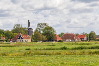 Landscape with village Formerum at wadden island Terschelling Friesland province in The Netherlands