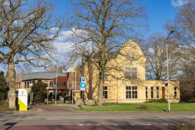 Leek, Hollanda - 25 Şubat 2023: Hollanda 'nın Groningen Eyaleti' ndeki Leek Belediyesi Westerkwartier 'in bahçesinde çiçek açan tarlalar