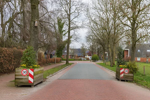 Caixa Plantas Estrada Para Limitar Velocidade Tráfego Município Onnen Groningen — Fotografia de Stock