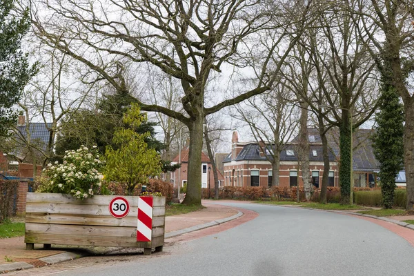 Plant Box Road Limit Speed Traffic Onnen Municipality Groningen Netherlands — Stock Photo, Image