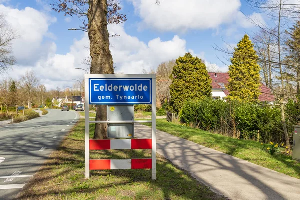 stock image Eelderwolde, The Netherlands - March 27, 2023: Place name sign Eelderwolde municipallity Tynaarlo in Drenthe The Netherlands