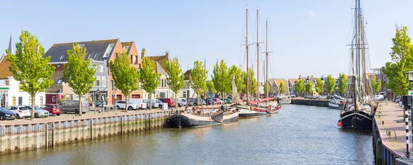 Harlingen Holandia Czerwiec 2023 Krajobraz Miejski Historycznym Portem Rybackiej Miejscowości — Zdjęcie stockowe