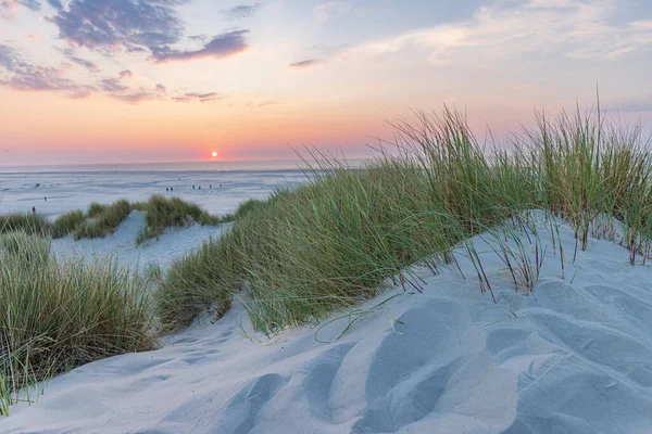 Paisaje Dunas Atardecer Playa Isla Wadden Terschelling Provincia Frisia Los — Foto de Stock
