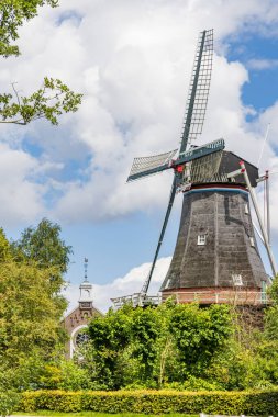 Hollanda 'nın Het Hogeland Groningen ilindeki Pieterburen köyünün sokak manzarası,