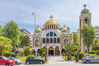 Selanik, Yunanistan - 29 Nisan 2023: Yunanistan 'ın orta kesimindeki Selanik' teki Aziz Kiril ve Methodis Kilisesi