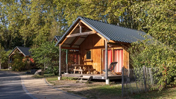 Kleine Houten Huisjes Camping Straatsburg Frankrijk — Stockfoto