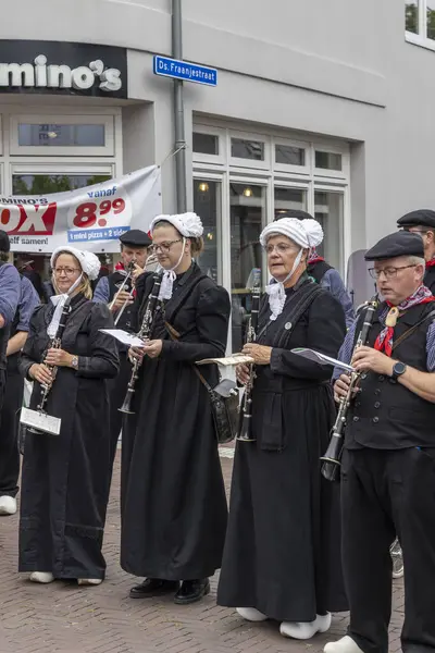 stock image Barneveld, The Netherlands - August 1, 2024: Traditional brass band at Veluwe market with all kinds of handcrafts in Barneveld Gelderland province in The Netherlands