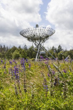 Westerbork 'un WSRTalong Ulusal Anma Kampı WSRTalong Teleskobu görüntüsü Hollanda' nın Drenthe Eyaleti 'nde..
