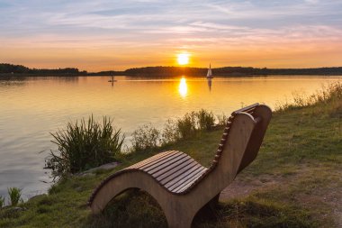 Summer landscape of Lake Rothsee during sunset near Nuremberg in Bavaria in Germany clipart