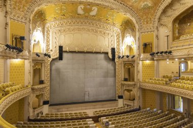 Vichy, France - May 1, 2024: Interior in art niveau or art deco style of the Opera house UNESCO World hertage site in Vichy in France clipart