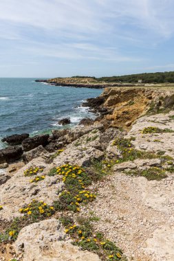 Fransa 'da Martigues Alpes-Cote dAzur bölgesinin sert kıyı şeridi