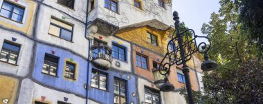 Avusturya, Viyana 'daki Hundertwasser evinin panoramik manzarası