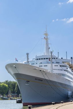 Rotterdam , The Netherlands - May 9, 2025: SS Rotterdam former cruise liner in the Maas harbor of Rotterdam in South-Holland the Netherlands. Hotel and enterntainment center.