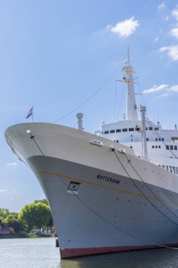 Rotterdam , The Netherlands - May 9, 2025: SS Rotterdam former cruise liner in the Maas harbor of Rotterdam in South-Holland the Netherlands. Hotel and enterntainment center.