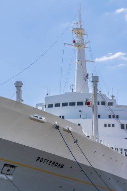 Rotterdam , The Netherlands - May 9, 2025: SS Rotterdam former cruise liner in the Maas harbor of Rotterdam in South-Holland the Netherlands. Hotel and enterntainment center.