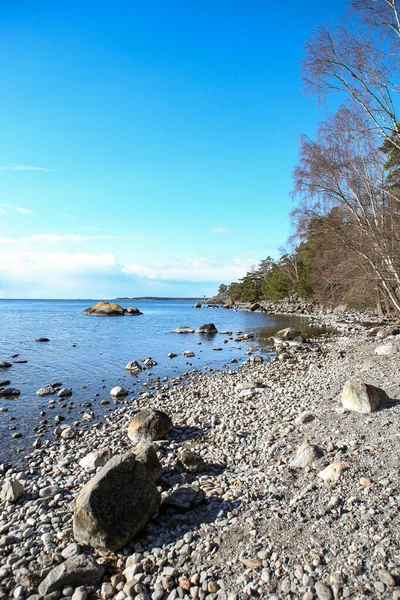 Bela Suécia Cidade Nynsham Vista Rocha Costeira Perto Mar Báltico — Fotografia de Stock