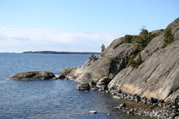 Bela Vista Cliff Suécia Com Mar Báltico Céu Limpo — Fotografia de Stock