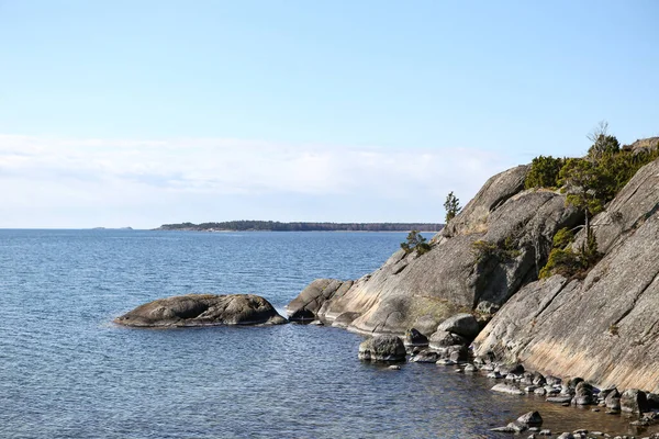 Bela Vista Cliff Suécia Com Mar Báltico Céu Limpo — Fotografia de Stock