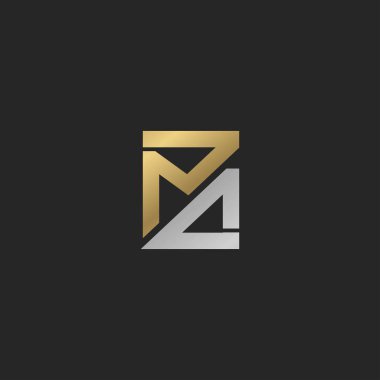 MZ, ZM, soyut ilk monogram harf logosu tasarımı