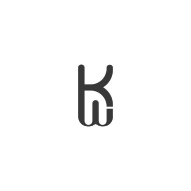 KW, WK, K ve W Soyut ilk monogram harf alfabesi logosu tasarımı