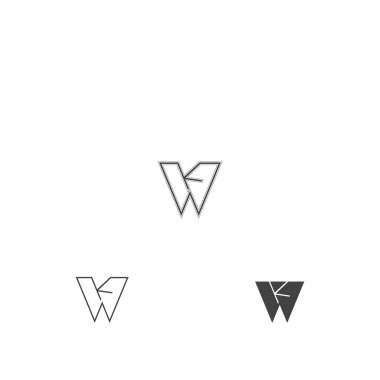 KW, WK, K ve W Soyut ilk monogram harf alfabesi logosu tasarımı