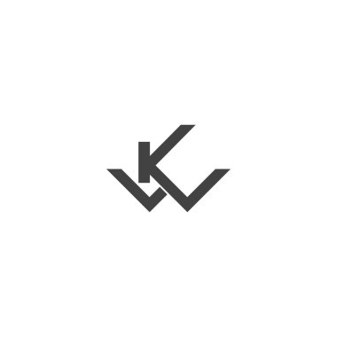 KW, WK, K ve W Soyut ilk monogram harf alfabesi logosu tasarımı