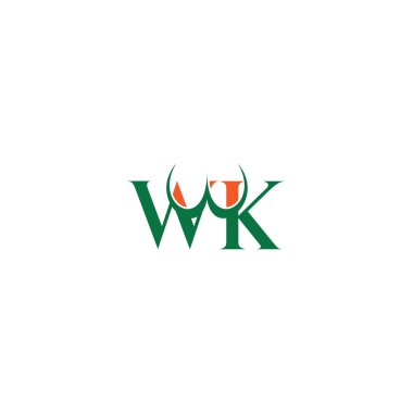 KW, WK, Soyut ilk monogram harf logo tasarımı