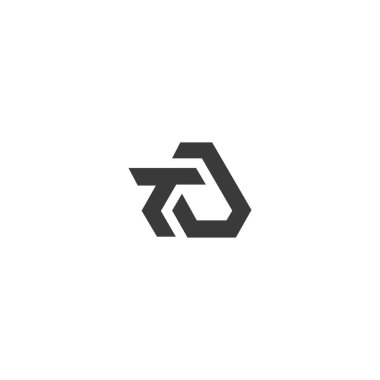 DT, TD, D ve T Soyut ilk monogram harf logosu tasarımı